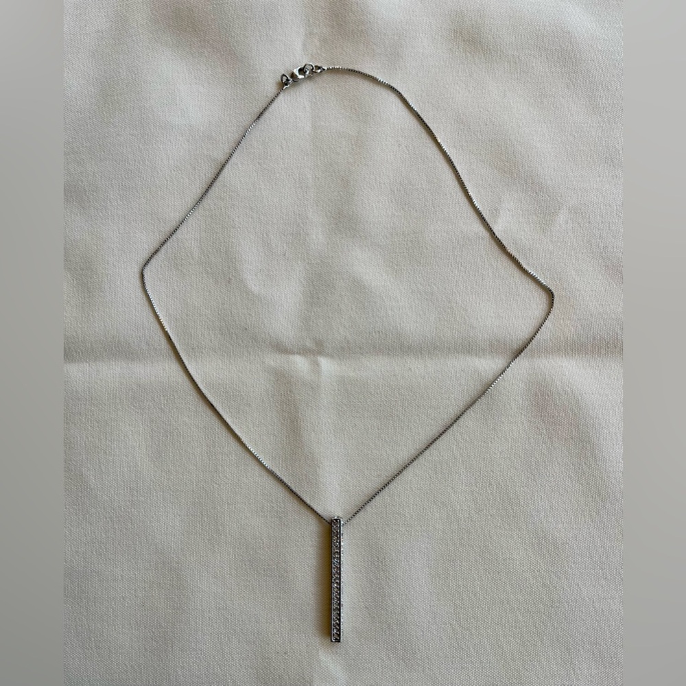 Bar Pendant Necklace - Silver plated chain - Picture 7 of 16